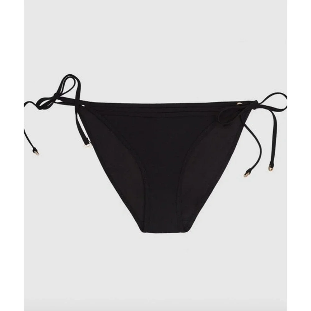 REISS Everly Triangle Bikini Top + Bottom Swimsuit Set Size 4 Black $275 NEW